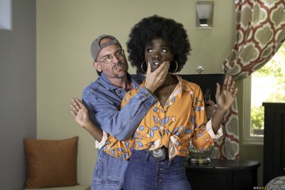 Ebony police woman Ana Foxxx fucks a hung criminal instead of arresting him Gallery Cover Image