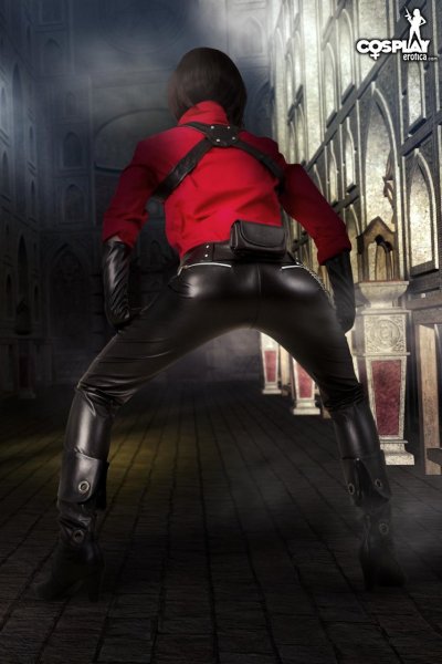 Solo girl exposes her firm tits and tight ass while wearing cosplay clothing Gallery Cover Image